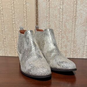 Shimmering Silver Ankle Booties Anthropologie